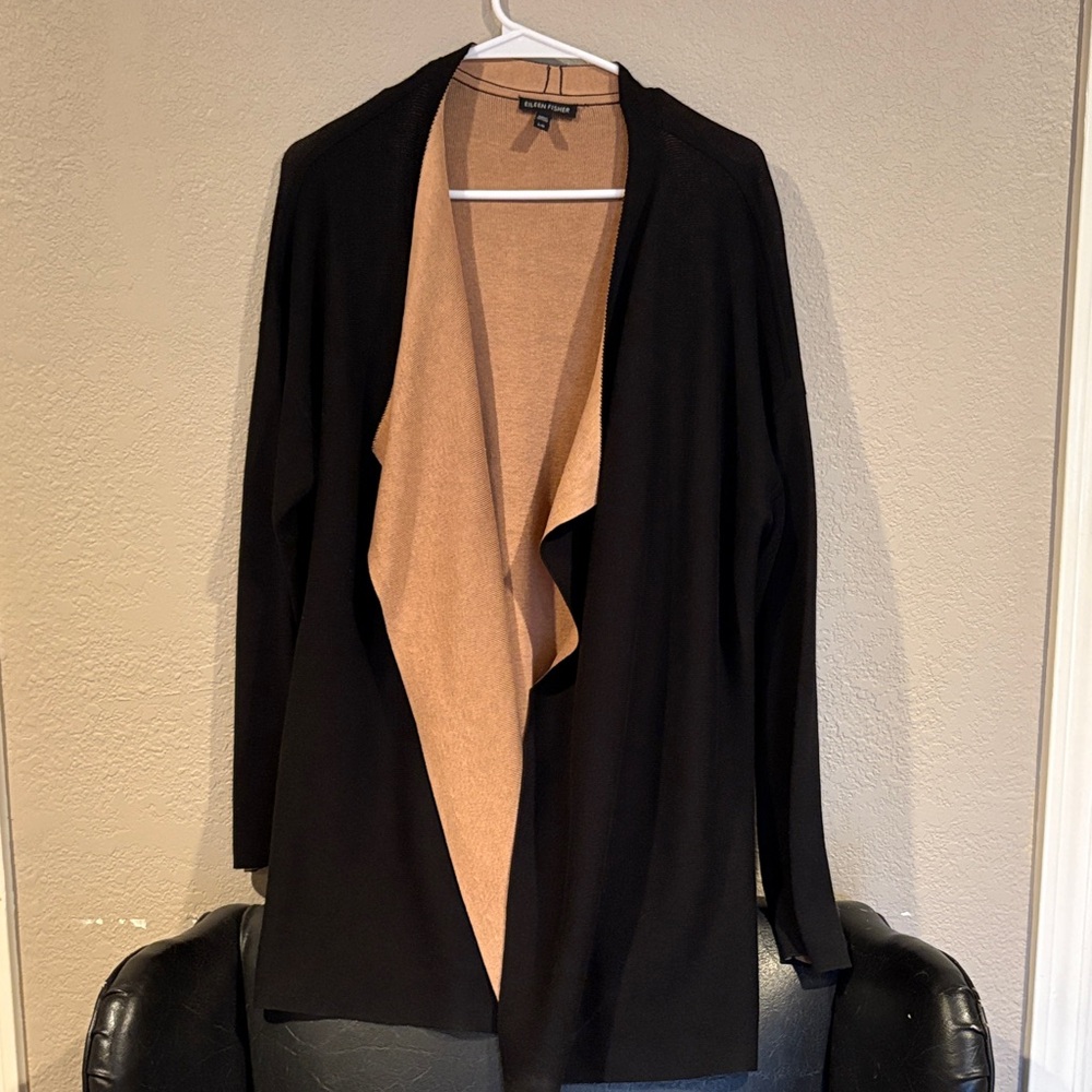 Eileen Fisher Cotton & Organic Silk Drape Front Cardigan